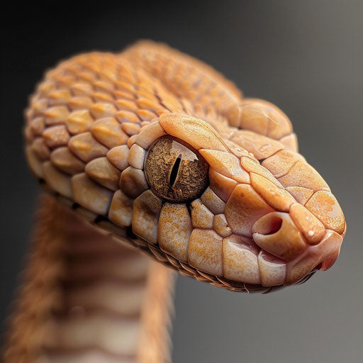 Copperhead snake making intense eye contact