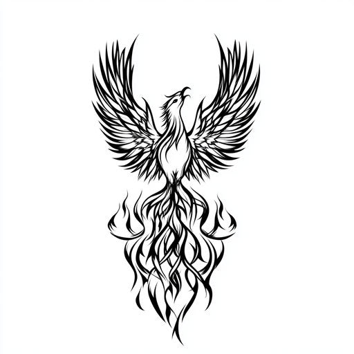 Alpha tattoo with phoenix rising from flames