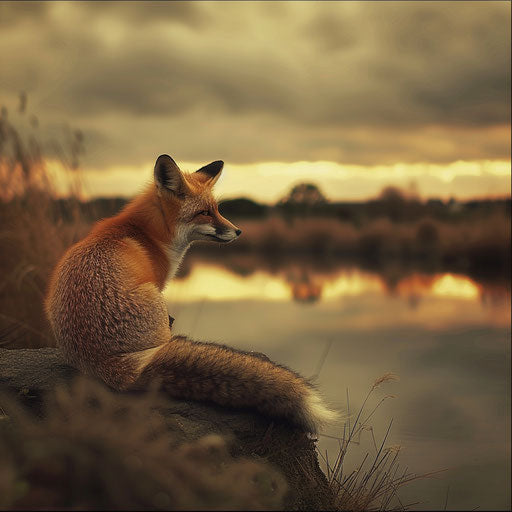 Red fox in a tranquil natural setting, serene and calm