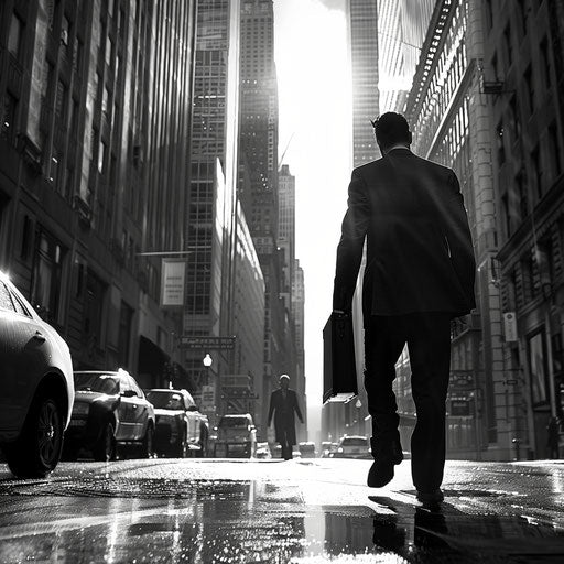 Businessman with purpose in financial district