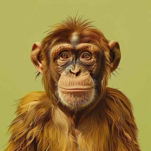 Monkey illustration in hyper-realistic style on chartreuse background