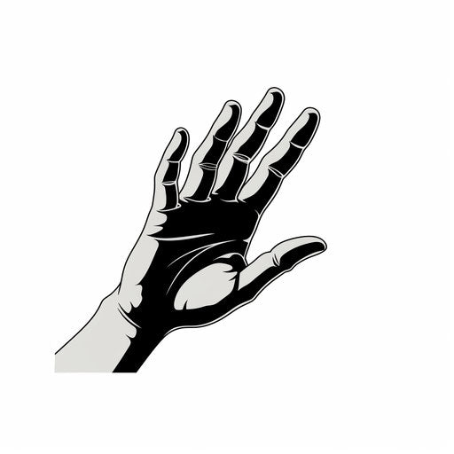 Hand illustration in minimalist style, on white background