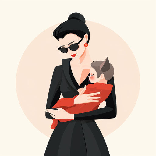 Minimalist style clipart of mother, on white background