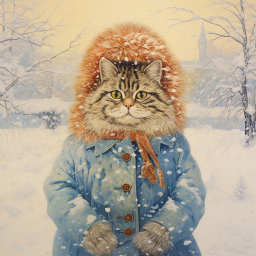 Louis Wain's cat in the snow