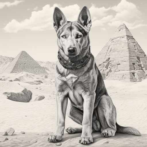 Egyptian dog in Rob Liefeld style, gothic realism