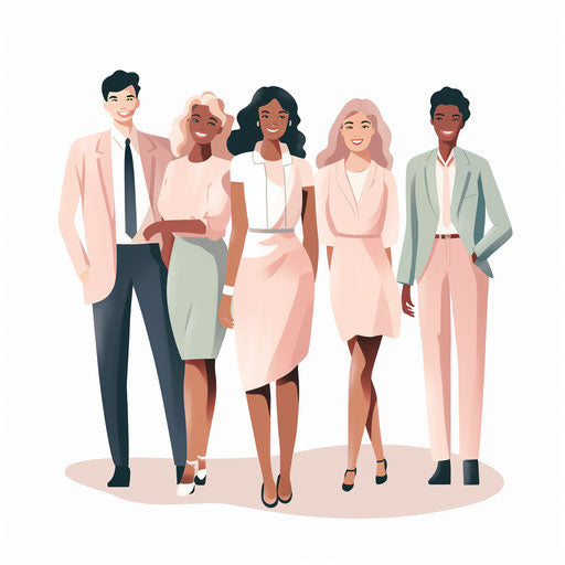 Team illustration in the style of Pastel Colors Art, on white background