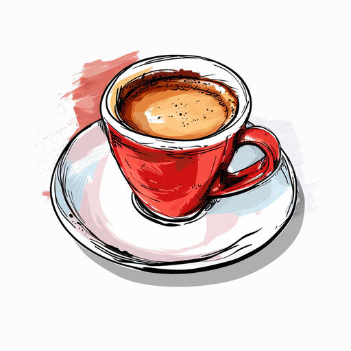 Minimalistic and modern illustration of a stylized Italian espresso cup on a white background