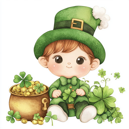 St. Patrick's Day baby leprechaun sublimation design, white background