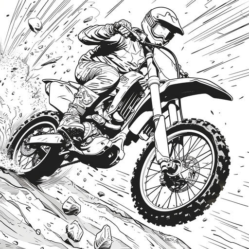 Dirt bike in a comic book action scene
