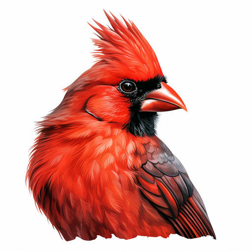 Cardinal in Oil Painting Style on White Background