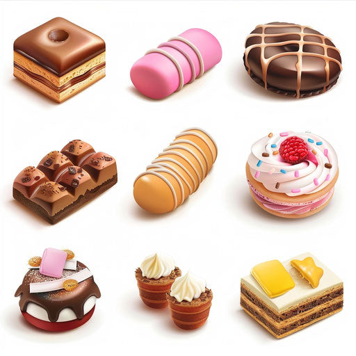 Realistic candy illustration on flat white background, smooth gradients