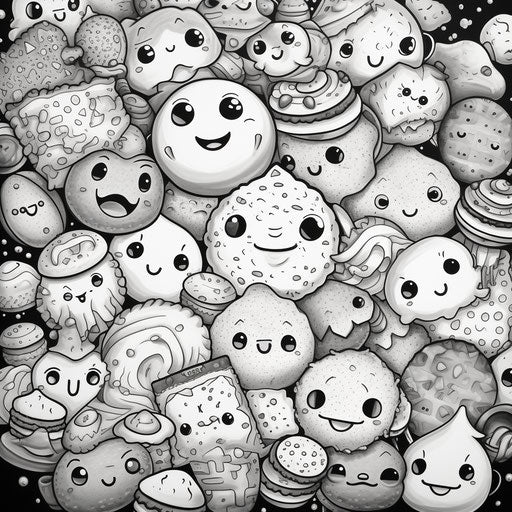 Cute cartoon illustration of cookies in different shapes and sizes