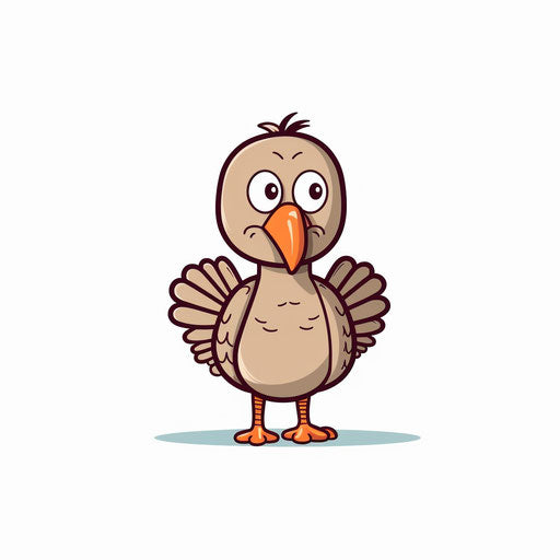 Adorable turkey in minimalist style on white background
