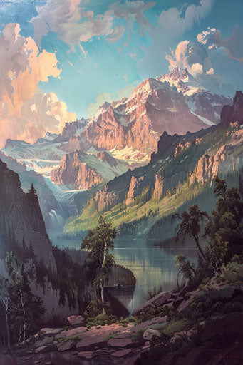Rocky Mountains, vintage style 2:3