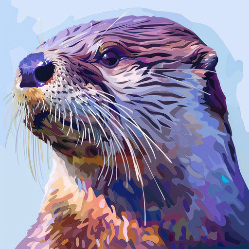 Realistic otter clipart with flat random background