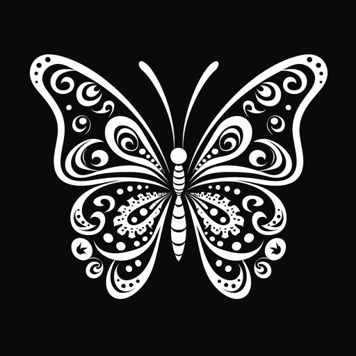 Minimalist black and white butterfly design template