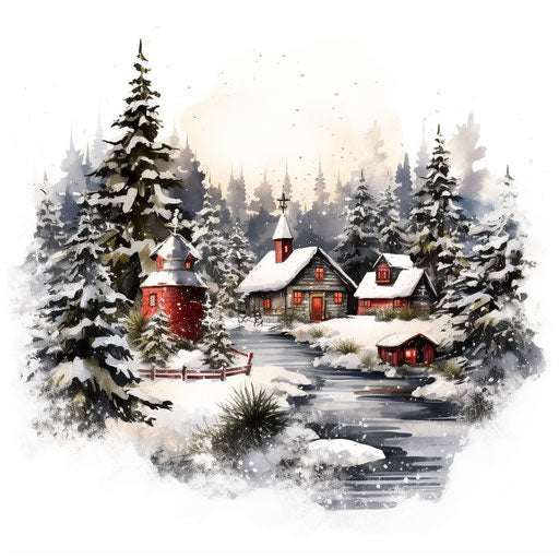 Christmas clipart pictures in the style of Chiaroscuro Art, on white background