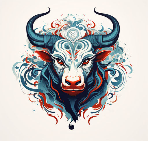 Zodiac tattoo design of a bull on white background