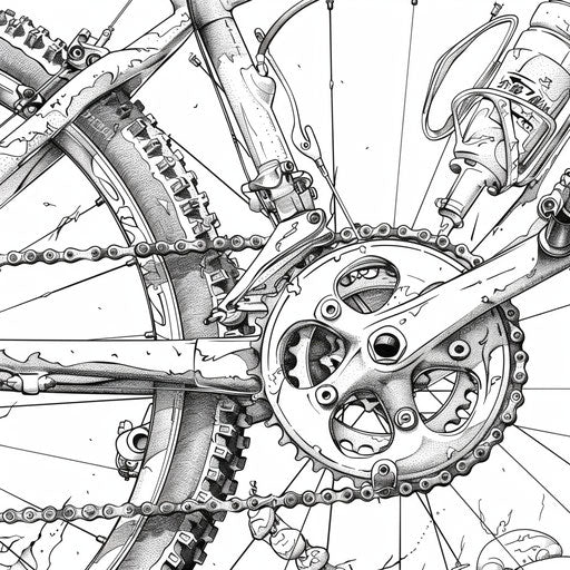 Detailed bike gear and chain system