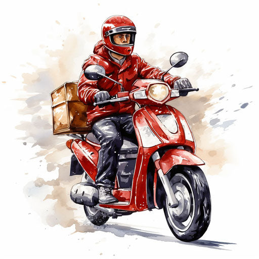 Delivery clipart in the style of oil painting on white background
