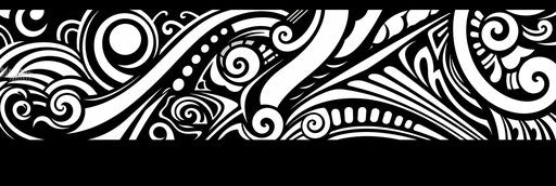 Black and white abstract pattern, Maori art style, illusionistic detail