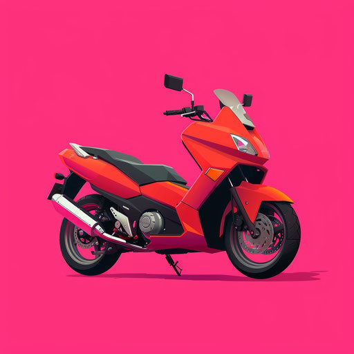 Realistic motorbike clipart on vibrant magenta background