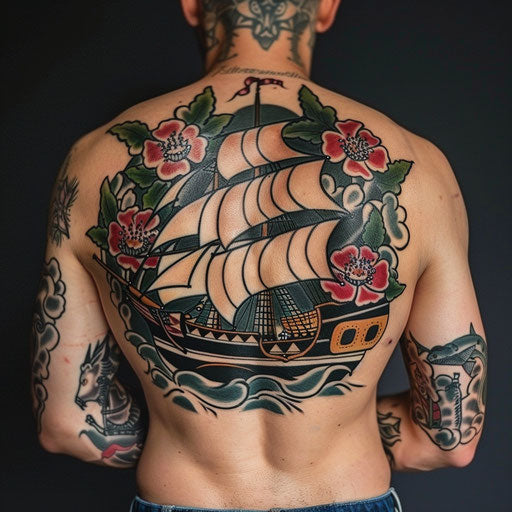 Brother tattoos with sailor motifs