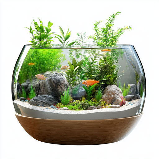 3D aquarium on flat white background, isolated clipart
