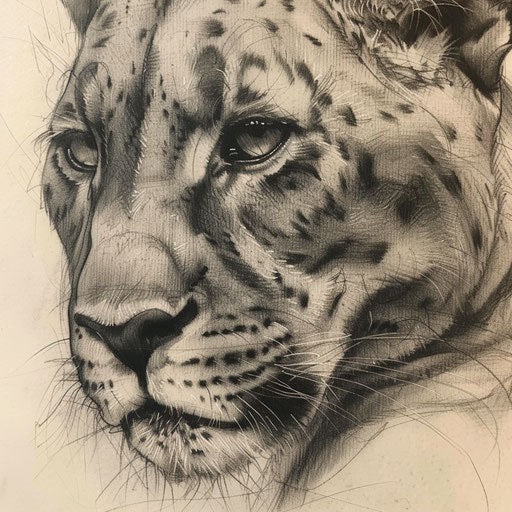 Hyper-realistic panther tattoo on smooth white canvas