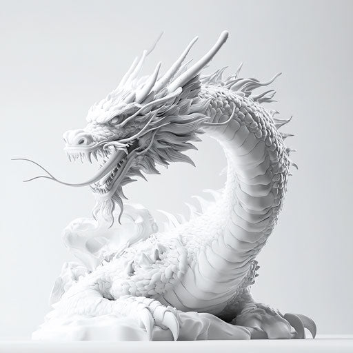 3D dragon on flat white background, isolated clipart