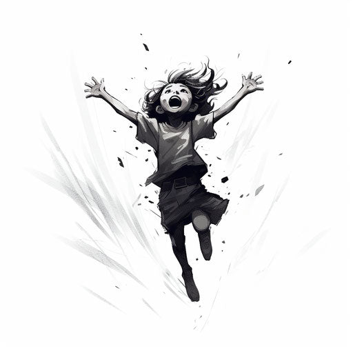 Cheerful illustration in the style of Chiaroscuro Art, on white background