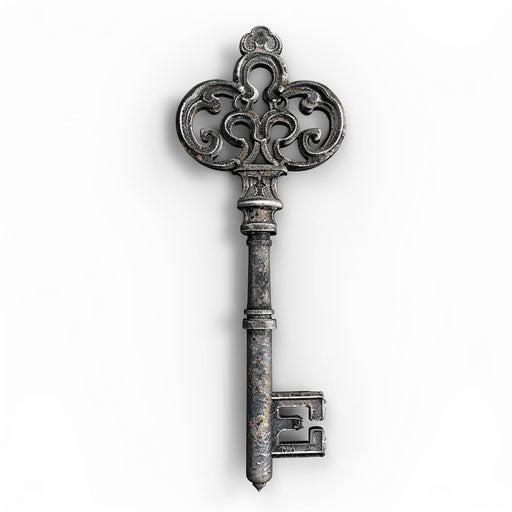 Photo-realistic key clipart with flat white background