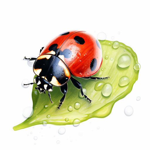 Ladybug clipart in the style of Oil painting on white background