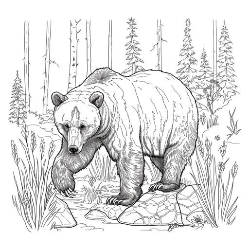 Brown bear walking in forest