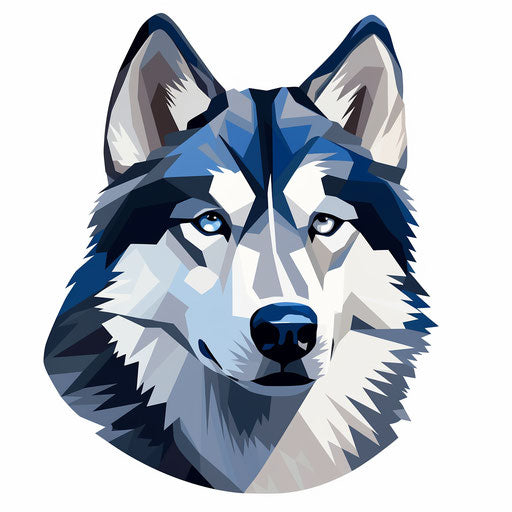 Minimalist style husky clipart on white background