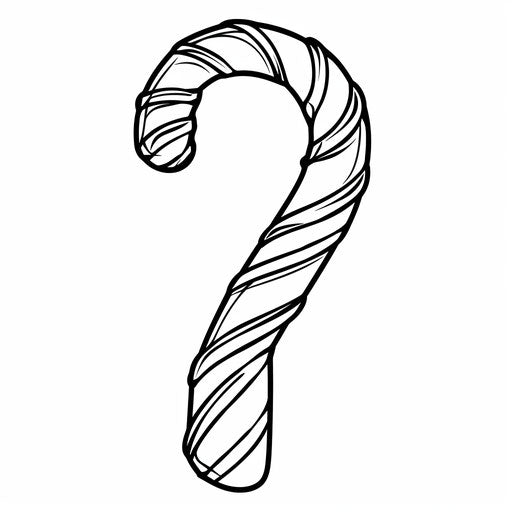 A simple outline of a candy cane with bold stripes, perfect for easy coloring