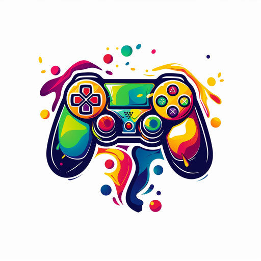 Innovative gamers logo with tech-inspired elements and bright colors, on a white background