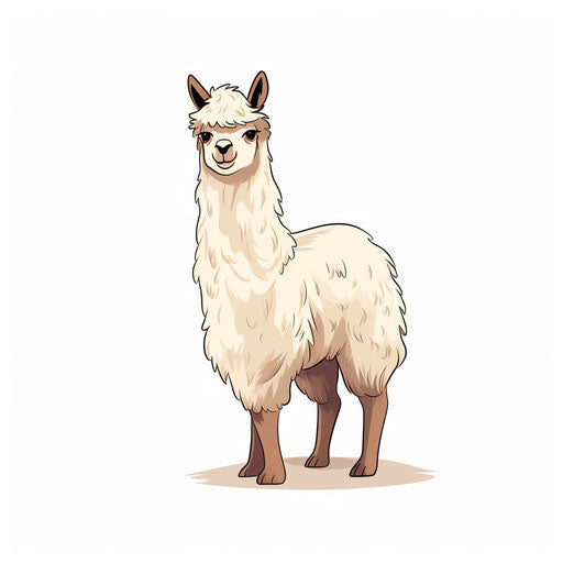Minimalist Lama Clipart on White Background