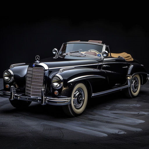 Classic Mercedes Benz convertible with top down