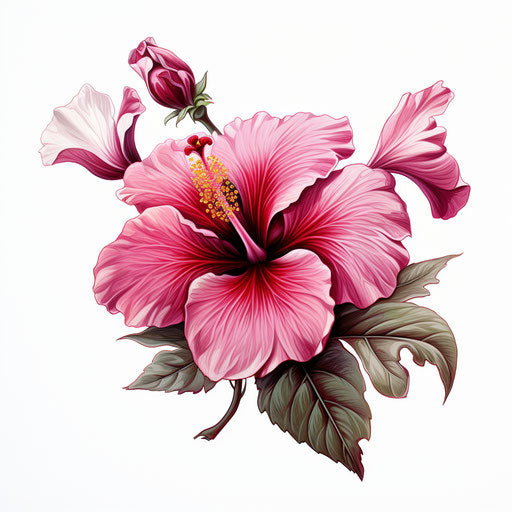 Hibiscus Clipart in the style of Chiaroscuro Art, on white background