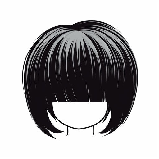Minimalist illustration of a wig on white background