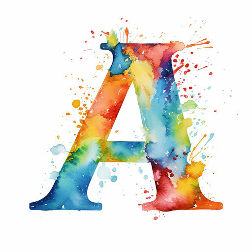 ABC clipart in the style of Impressionistic Art, on white background