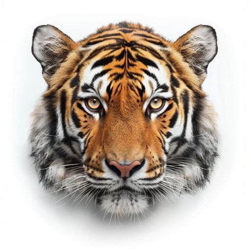 Realistic tiger face illustration on white background