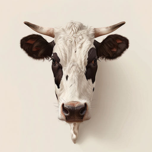 Realistic cow head illustration on white background