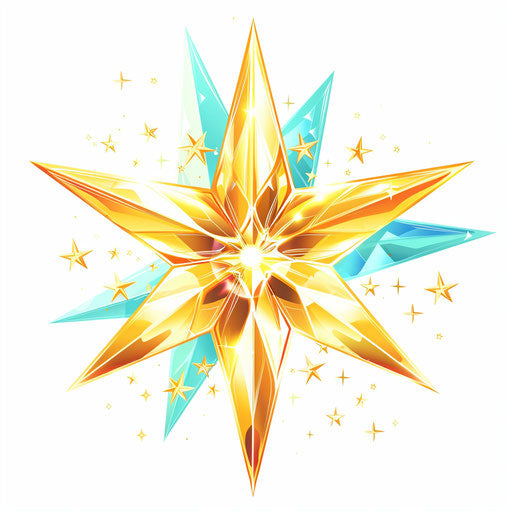 Star clip png, light orange and light gold style, cartoon elements
