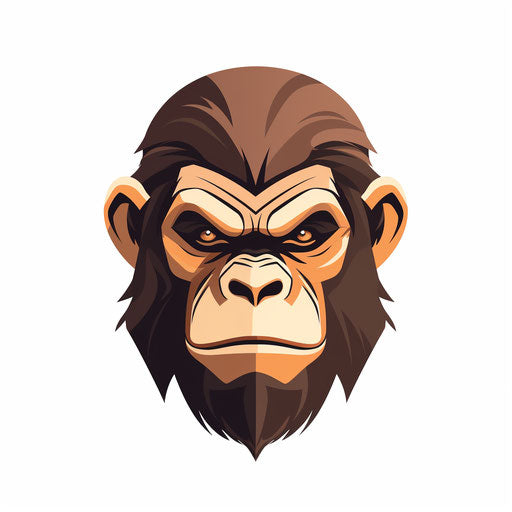 Minimalist monkey illustration, on a white background