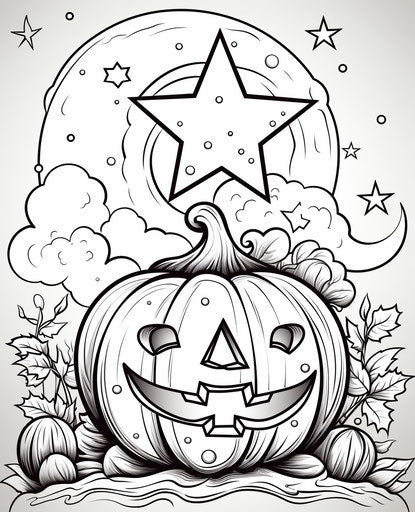 Pumpkin with stars, quentin blake style, craola, ilford pan f, skeletal, haunting 25:31