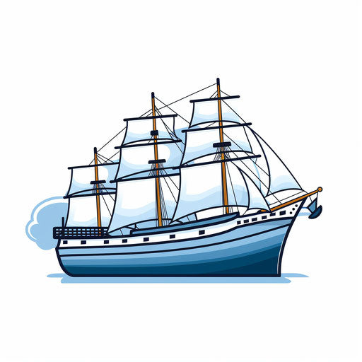 Minimalist-style ship clipart, on a white background
