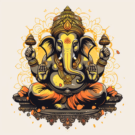 Vinayagar clipart in the style of Chiaroscuro Art on white background