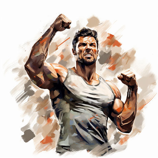 Strength illustration in the style of Oil painting on white background